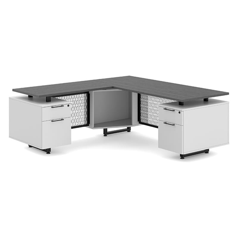 L shape office desk newport gray top 1