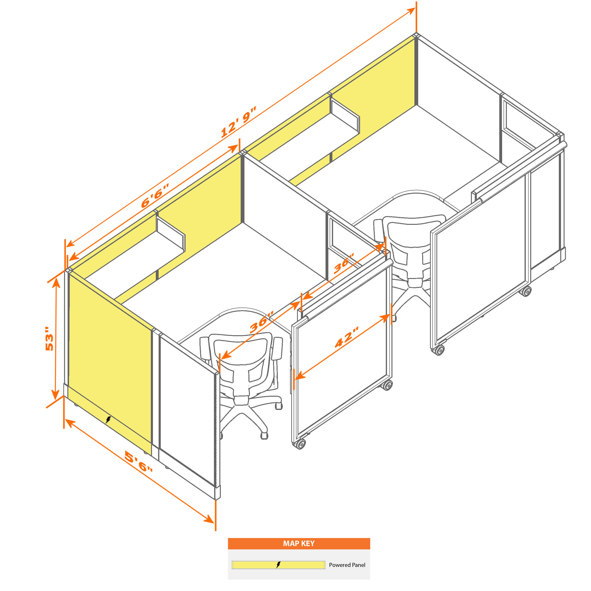 Cubicle with door 56 2i