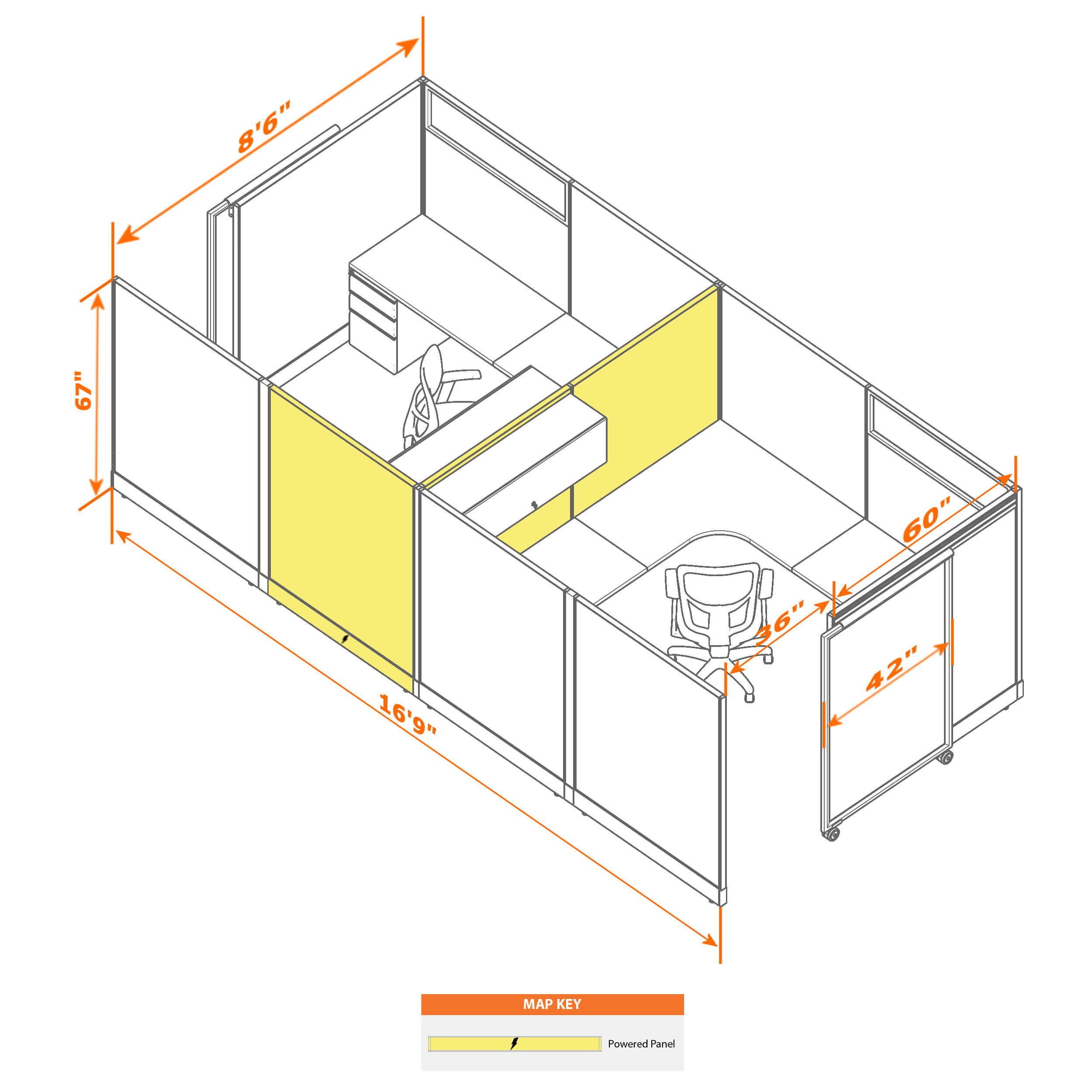 Cubicle with door 88 2c