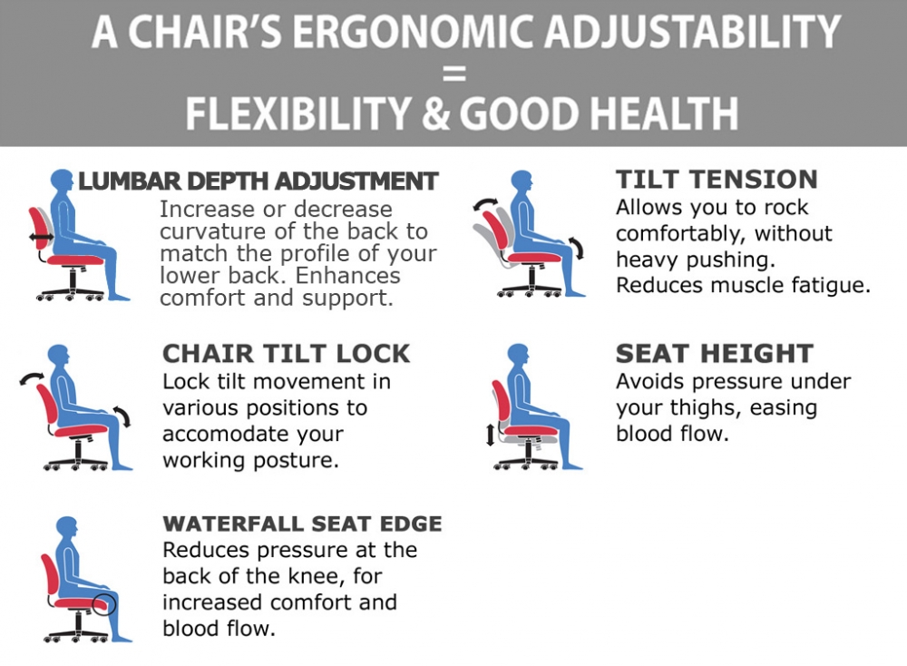 Executive high back office chair ergonomic features