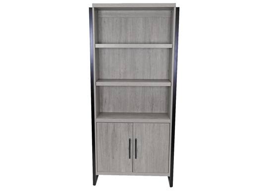 Home office ideas home office storage ideas modern bookcase with doors cement front view 1 Home office ideas home office storage ideas modern bookcase with doors cement front view 1