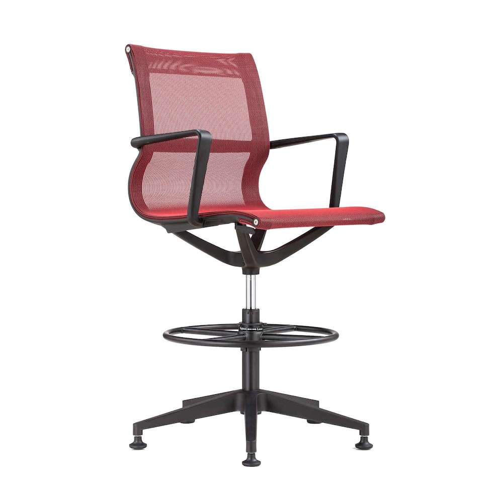 Office chair for standing desk ergonomic stool for standing desks drafting chair stool black frame and red angle view