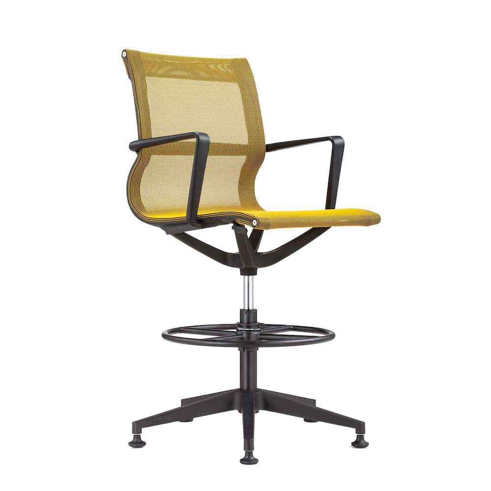 Office chair for standing desk ergonomic stool for standing desks drafting chair stool black frame and yellow angle view