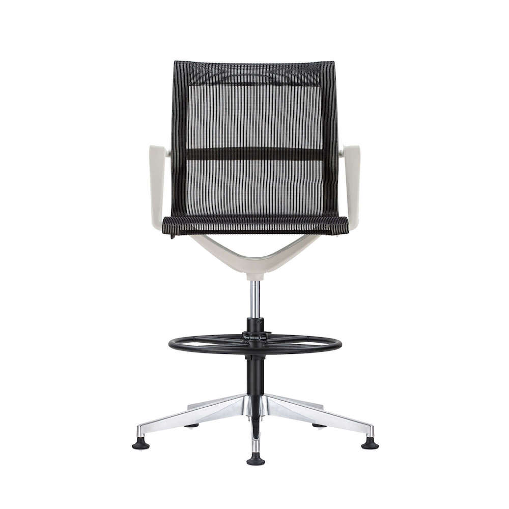 Office chair for standing desk ergonomic stool for standing desks drafting chair stool white frame and black front view