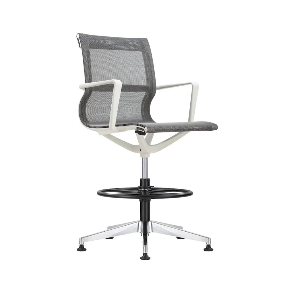 Office chair for standing desk ergonomic stool for standing desks drafting chair stool white frame and gray view