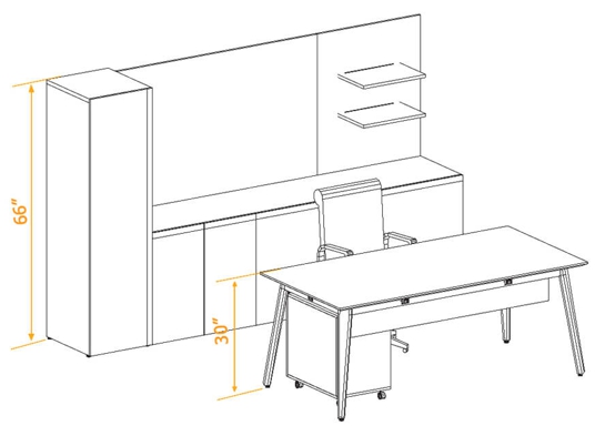 Private office furniture 3d dimensions