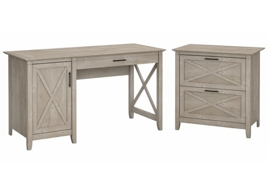 Rustic style desk with drawer lateral file cabinet highlight washed gray Rustic style desk with drawer lateral file cabinet highlight washed gray