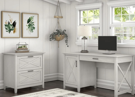 Rustic style desk with drawer lateral file cabinet space view linen white oak Rustic style desk with drawer lateral file cabinet space view linen white oak