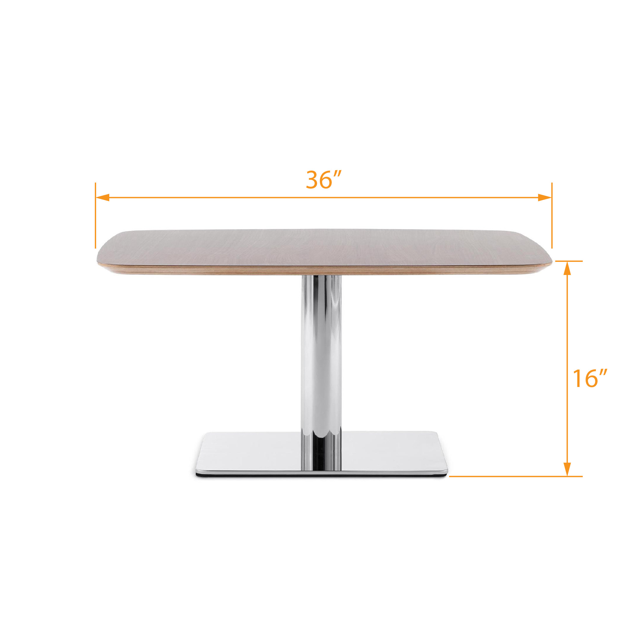 Chrome and wood coffee table 3D dimensions 1 2