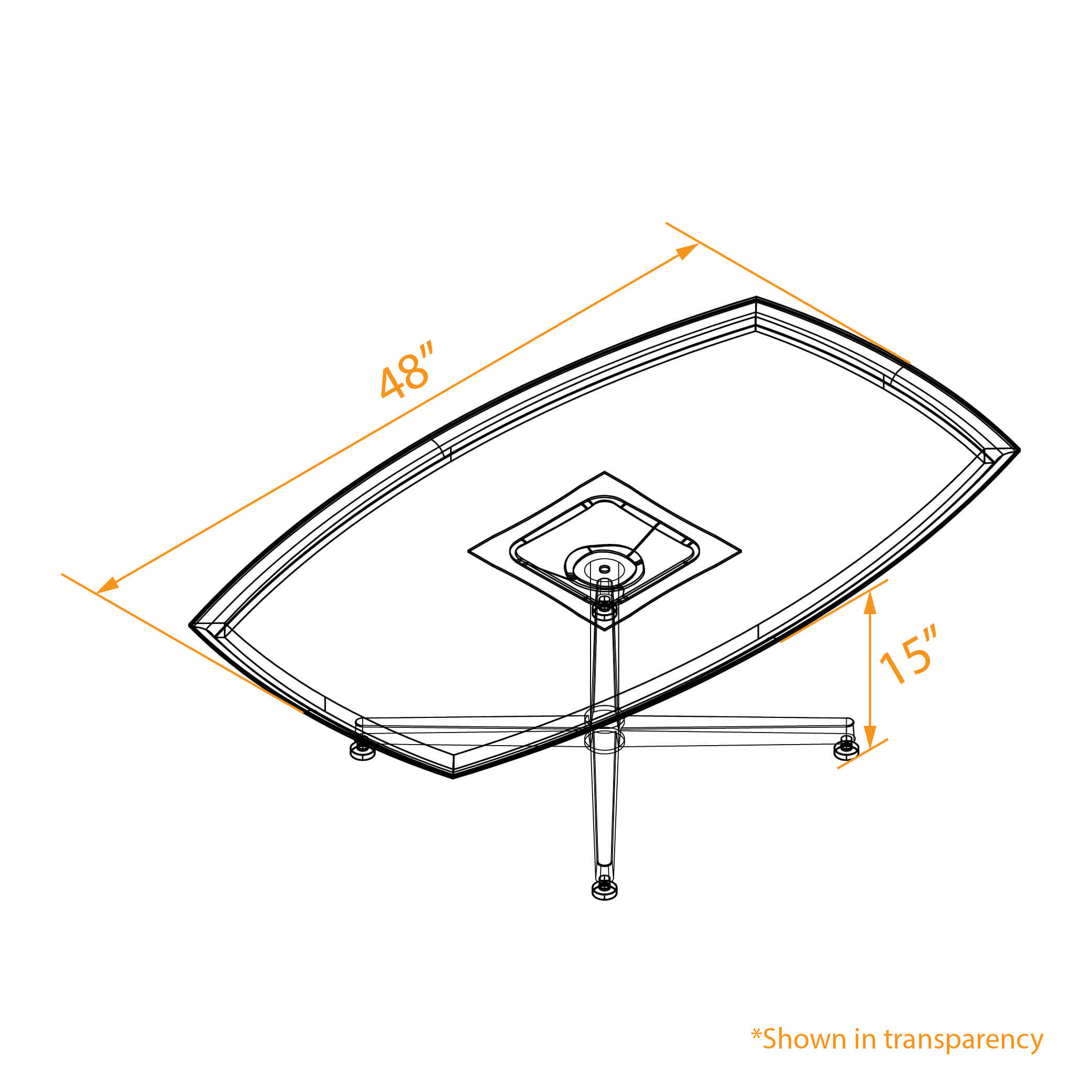 Curved coffee table 3D dimensions 1