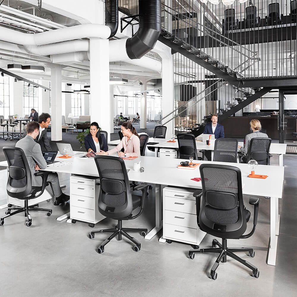 Ergonomic desk chair black environment two