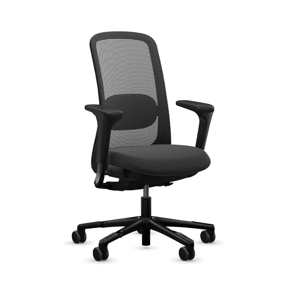 Ergonomic desk chair black front angle