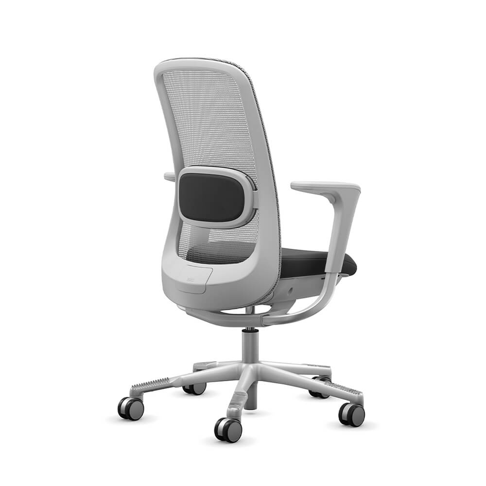 Ergonomic desk chair gray back view