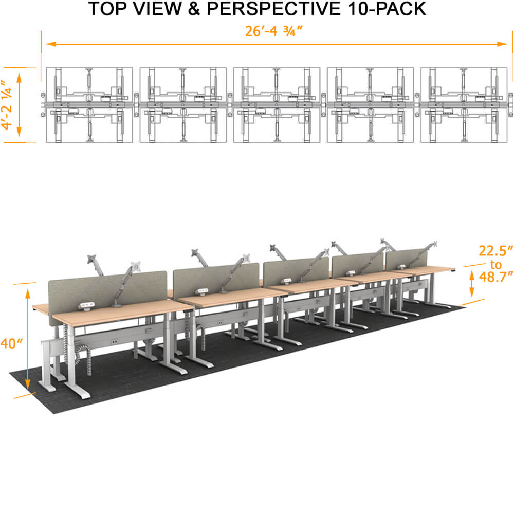 Ergonomic workstations tech desk 10pack