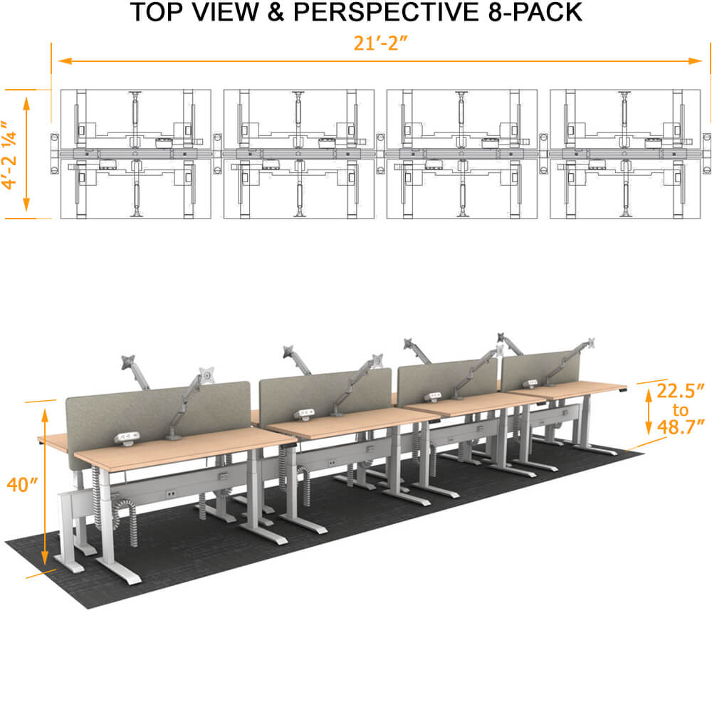 Ergonomic workstations tech desk 8pack