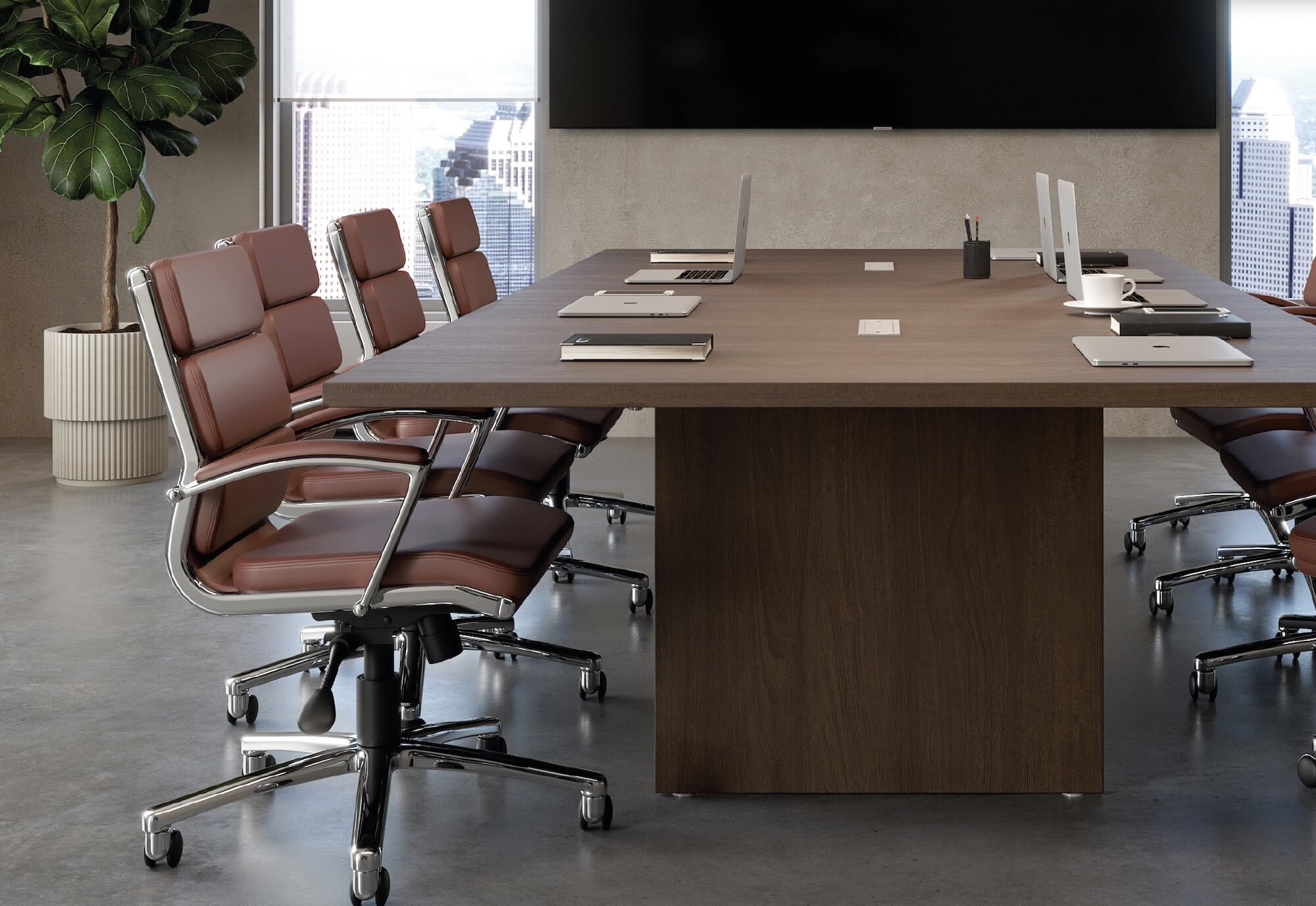 Executive and conference chairs office deks chairs leather mid back office chair space view 1