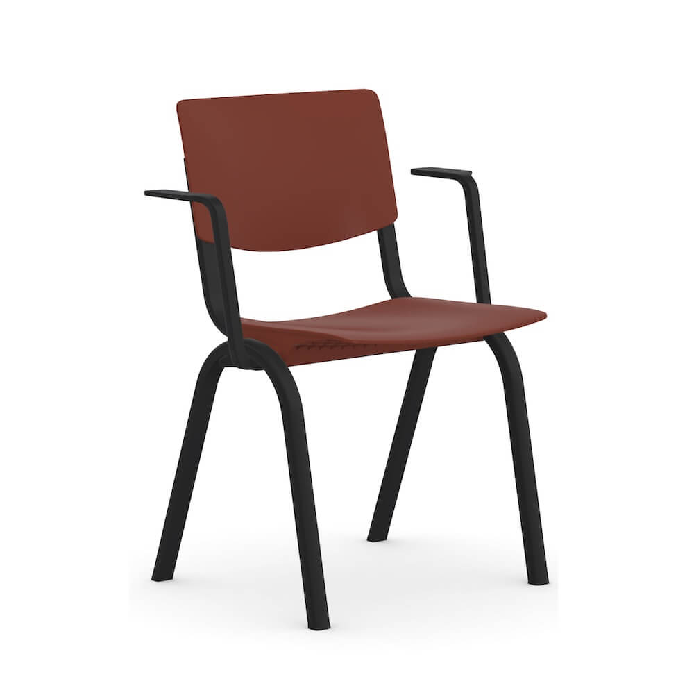 Executive and conference chairs office desk chairs contemporary guest chair black frame and red back and seat angle view