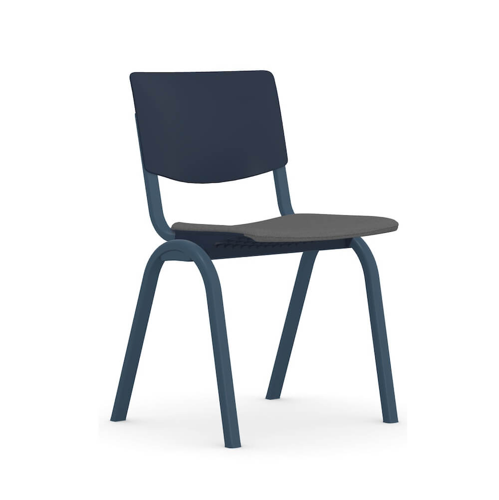 Executive and conference chairs office desk chairs contemporary guest chair blue frame and back gray fabric seat angle view