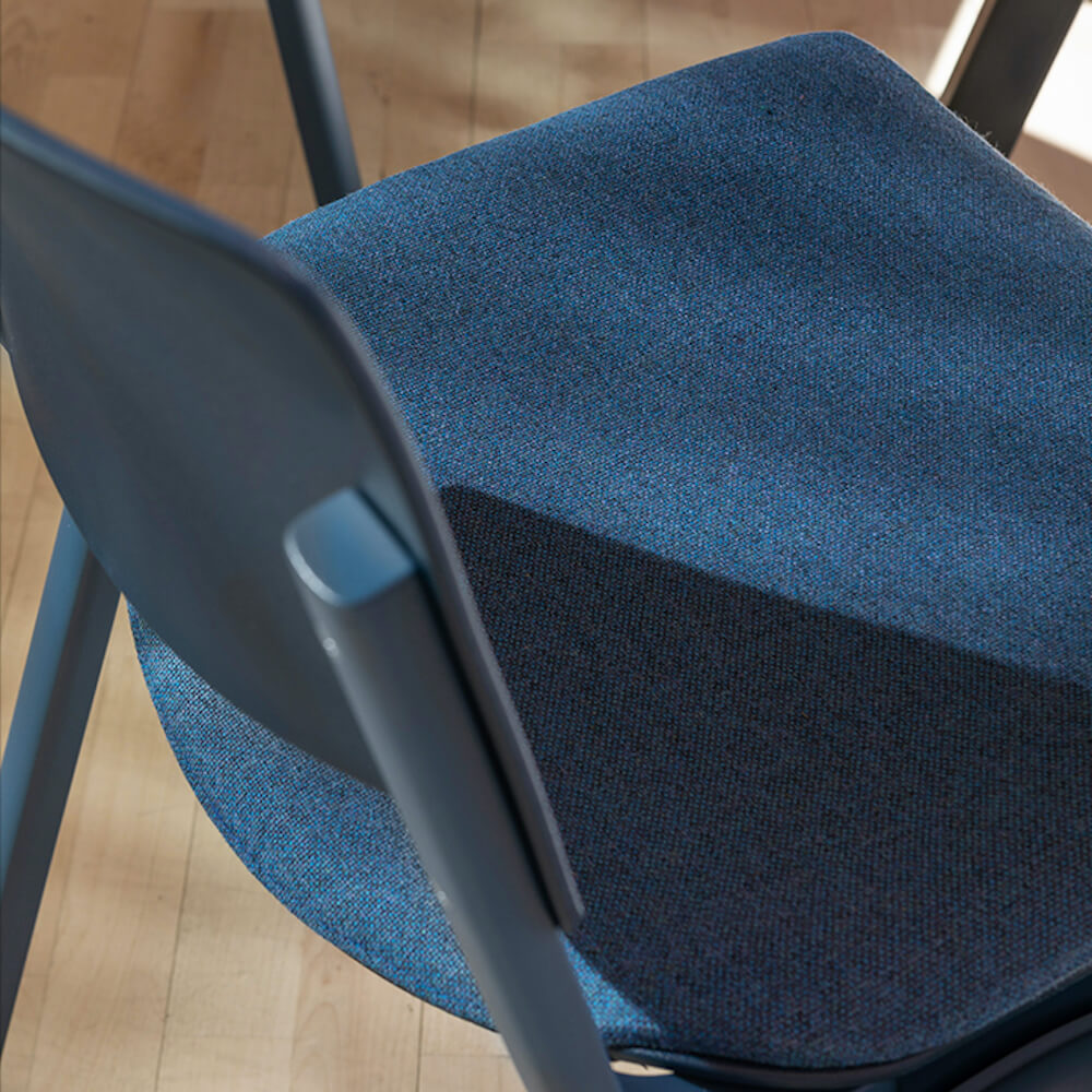 Executive and conference chairs office desk chairs contemporary guest chair blue frame and blue fabric close up