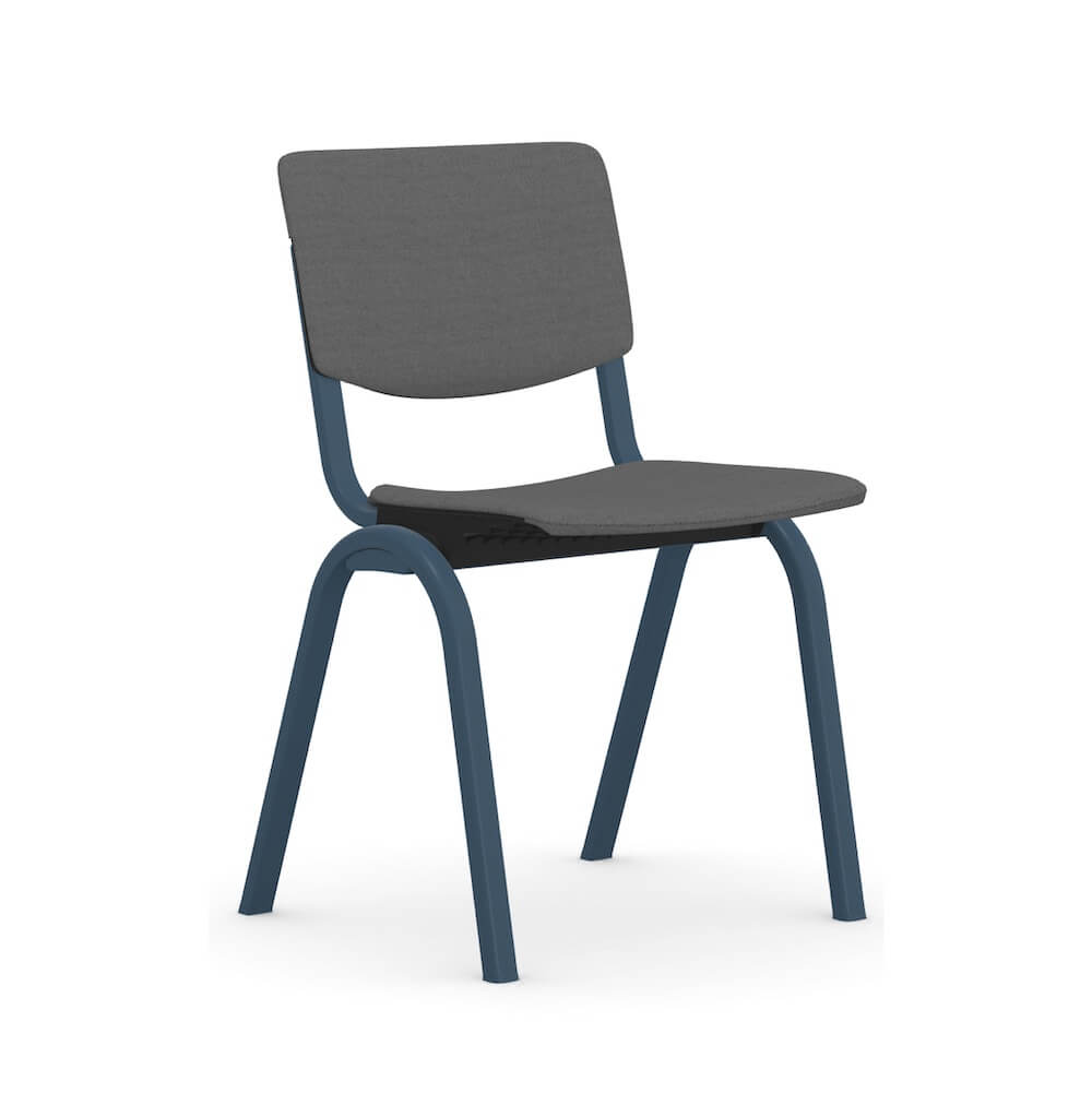 Executive and conference chairs office desk chairs contemporary guest chair blue frame and gray fabric angle view