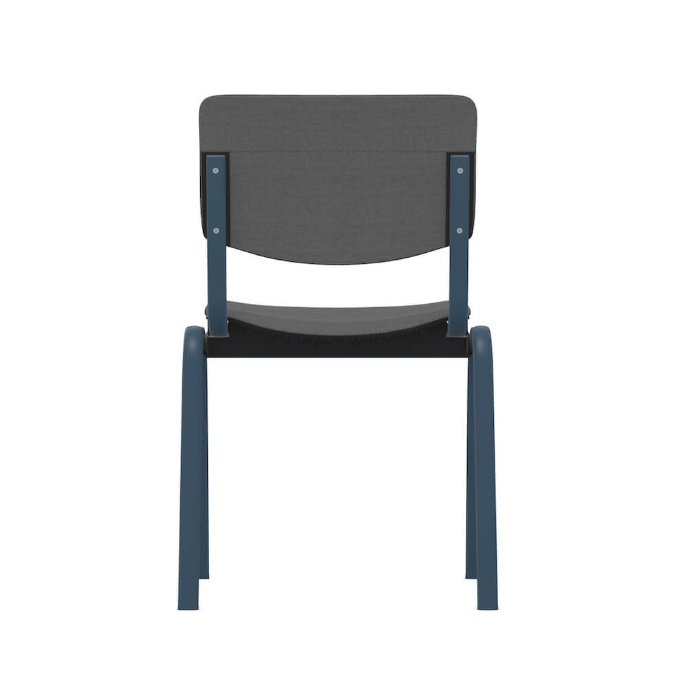 Executive and conference chairs office desk chairs contemporary guest chair blue frame and gray fabric back view