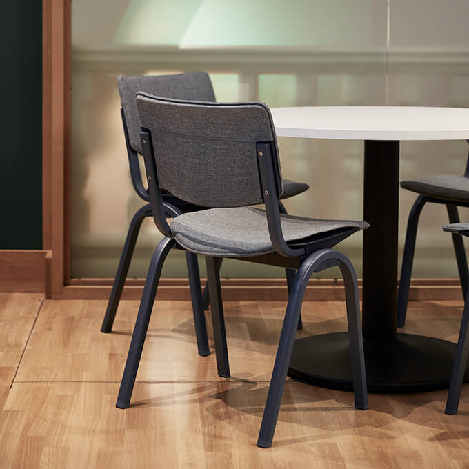 Executive and conference chairs office desk chairs contemporary guest chair blue frame and grey fabric space view