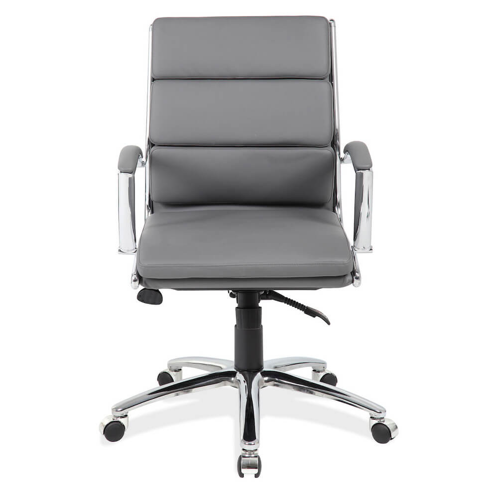 Executive and conference chairs office desk chairs leather mid back office chair gray front view