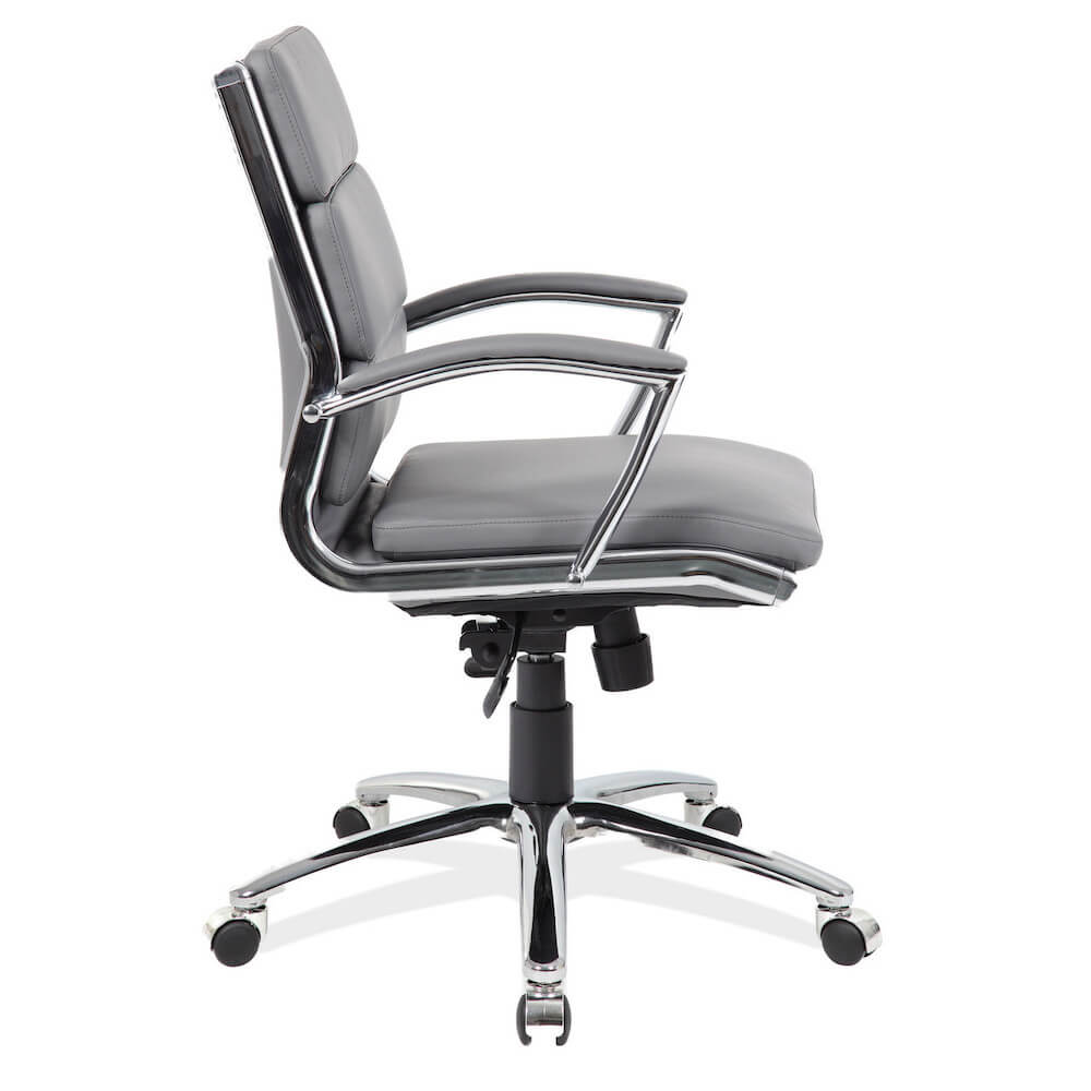 Executive and conference chairs office desk chairs leather mid back office chair gray side view