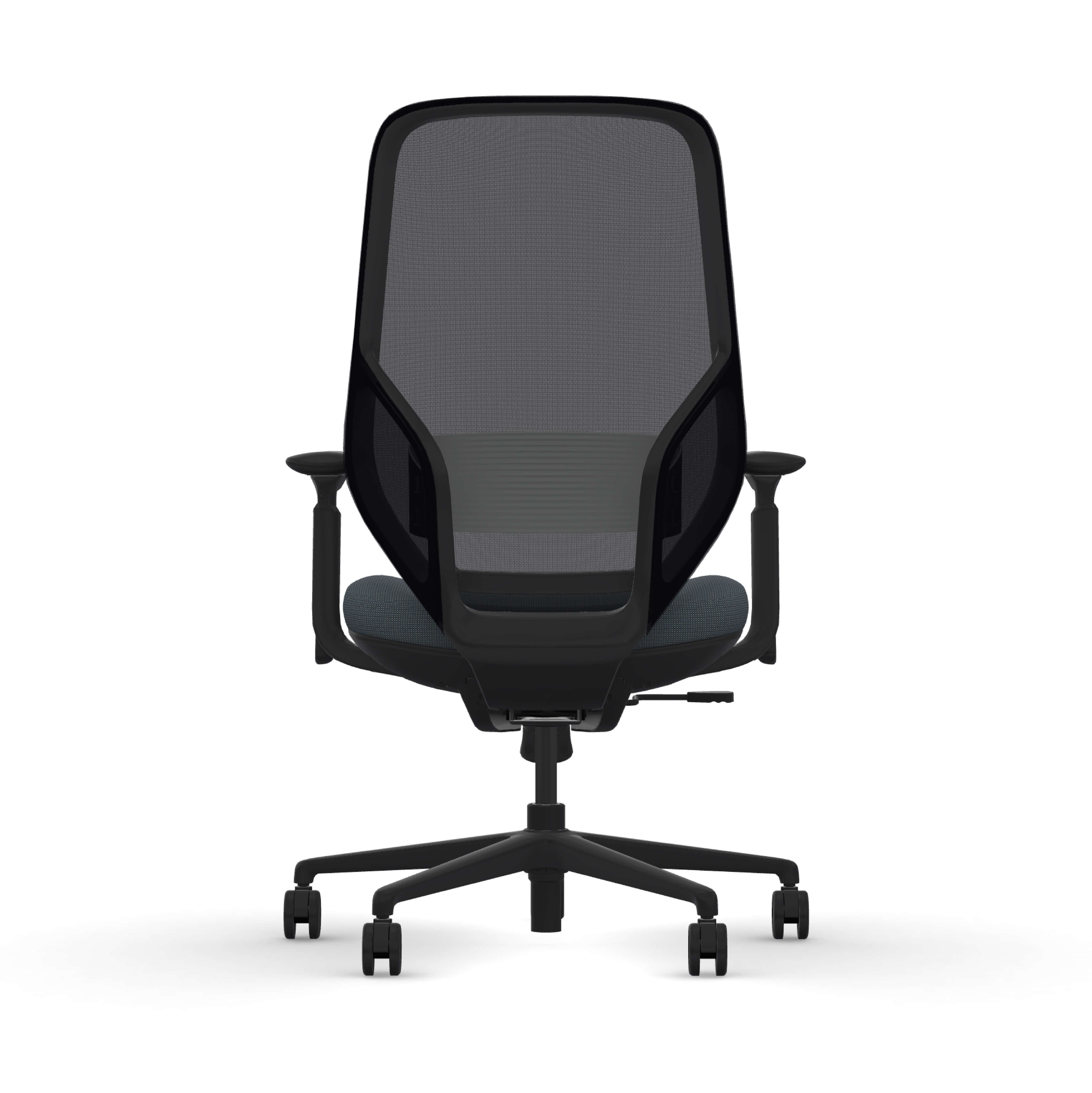 Executive and conference office desk chairs modern fabric office chair black frame and blue fabric back view