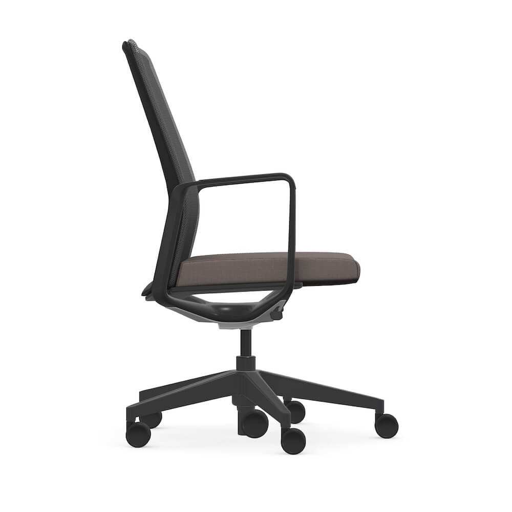 Executive and conference office desk chairs modern office executive chair beige seating and black frame side view