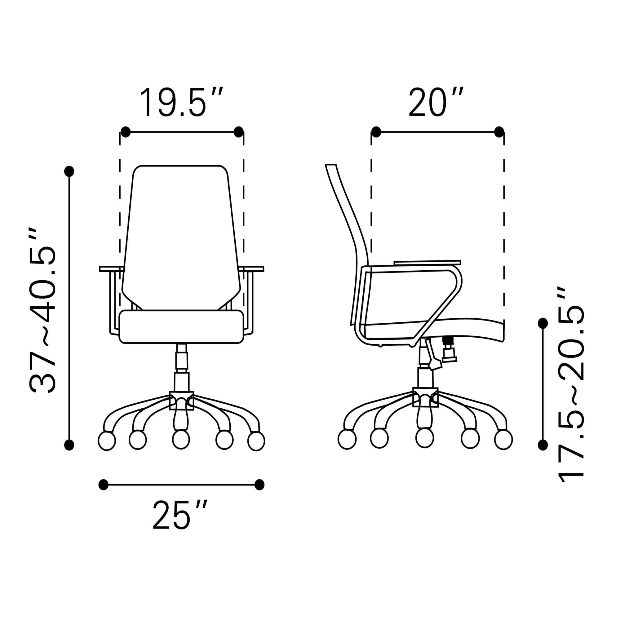 Executive low back office chair dimensions
