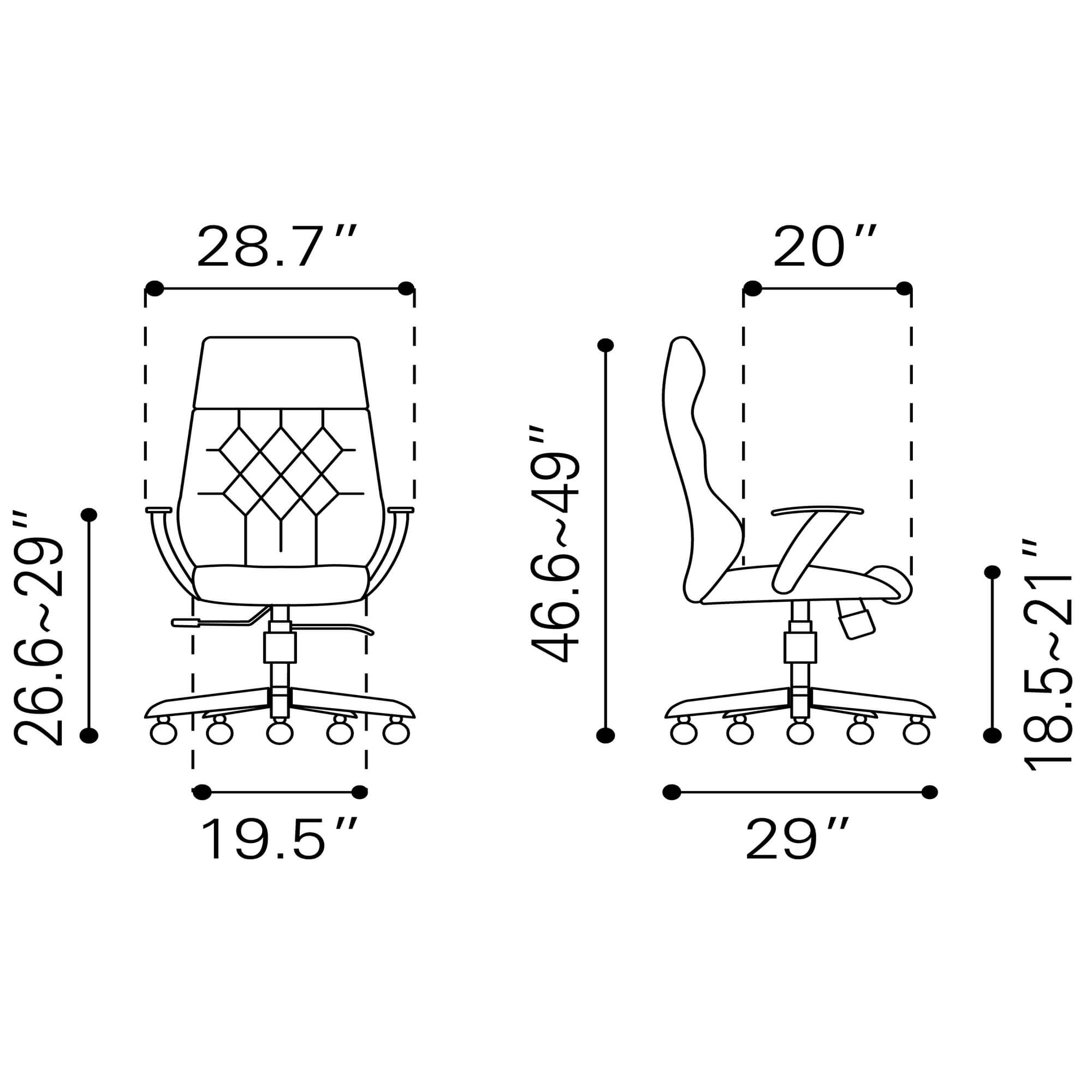 Executive office chair dimensions
