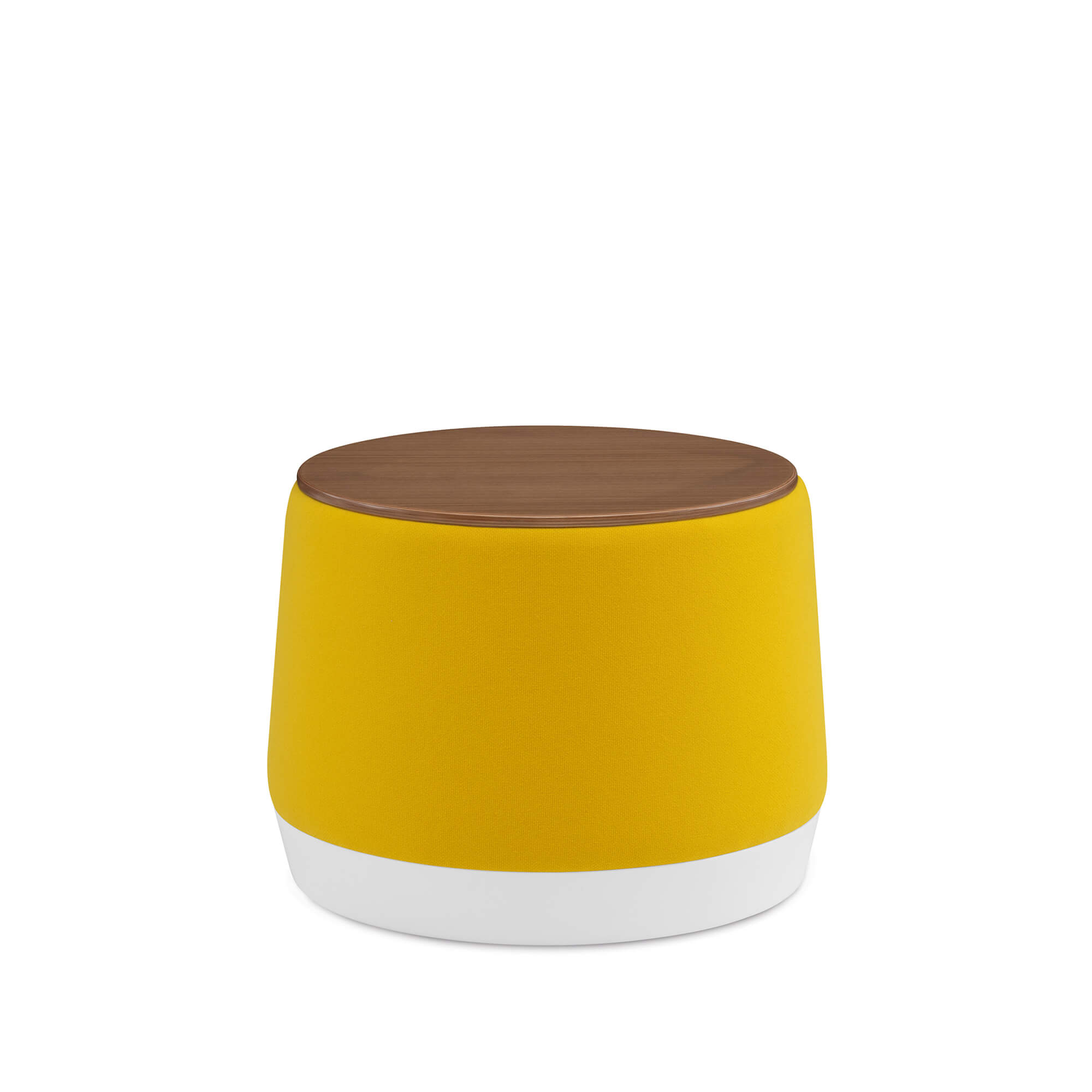 Fabric coffee table metal base highlights walnut canary