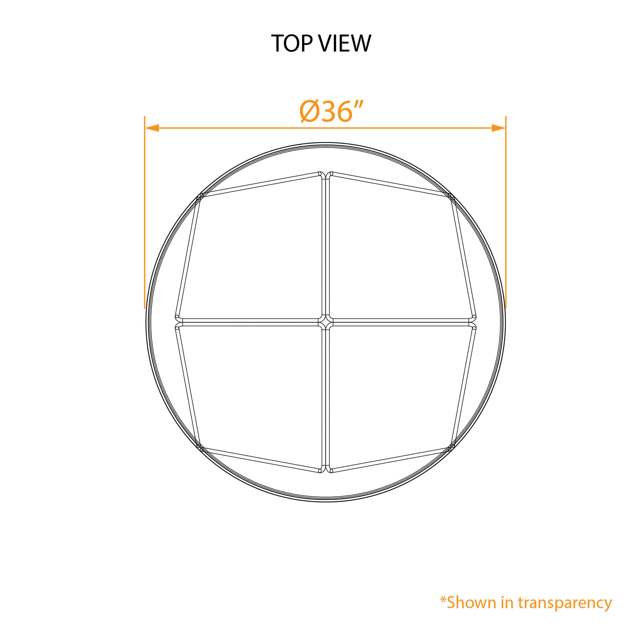 Geometric coffee table metal base 2D dimensions 1