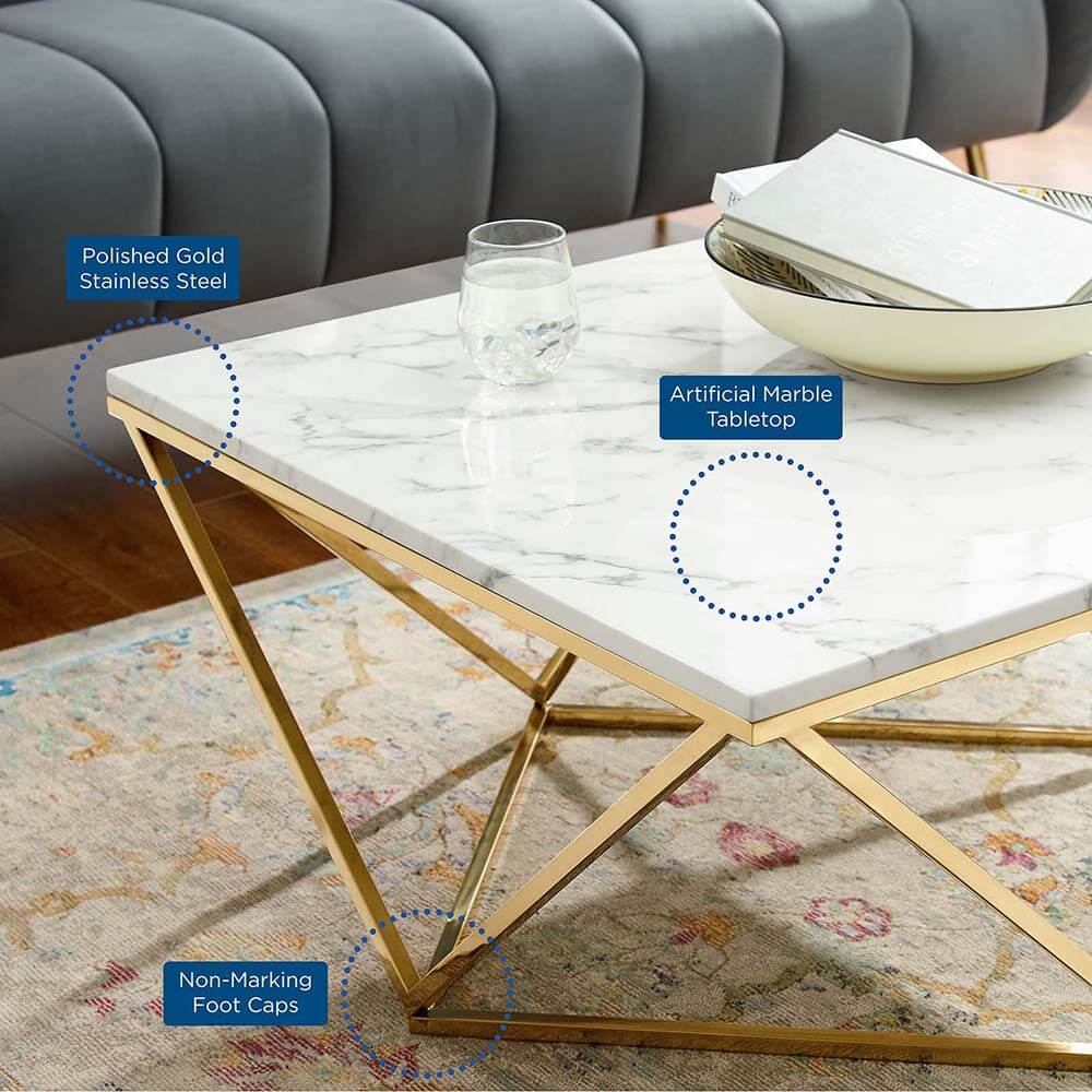 Glam geometrical coffee table features