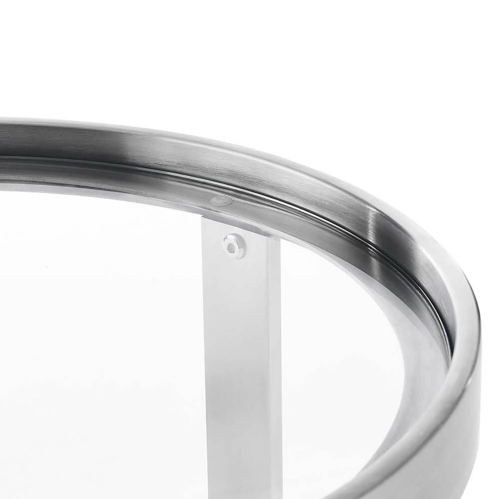 Glass and steel end table 17 silver close up