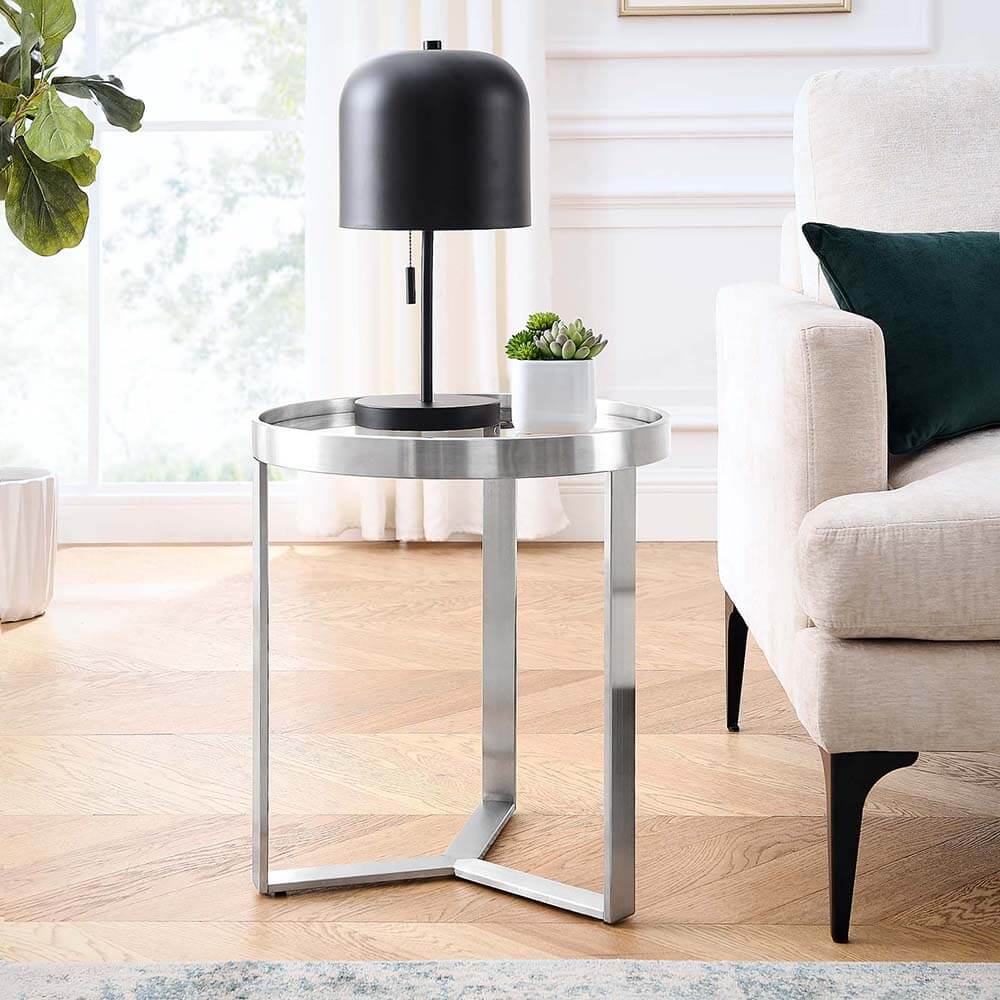 Glass and steel end table 17 silver lifestyle