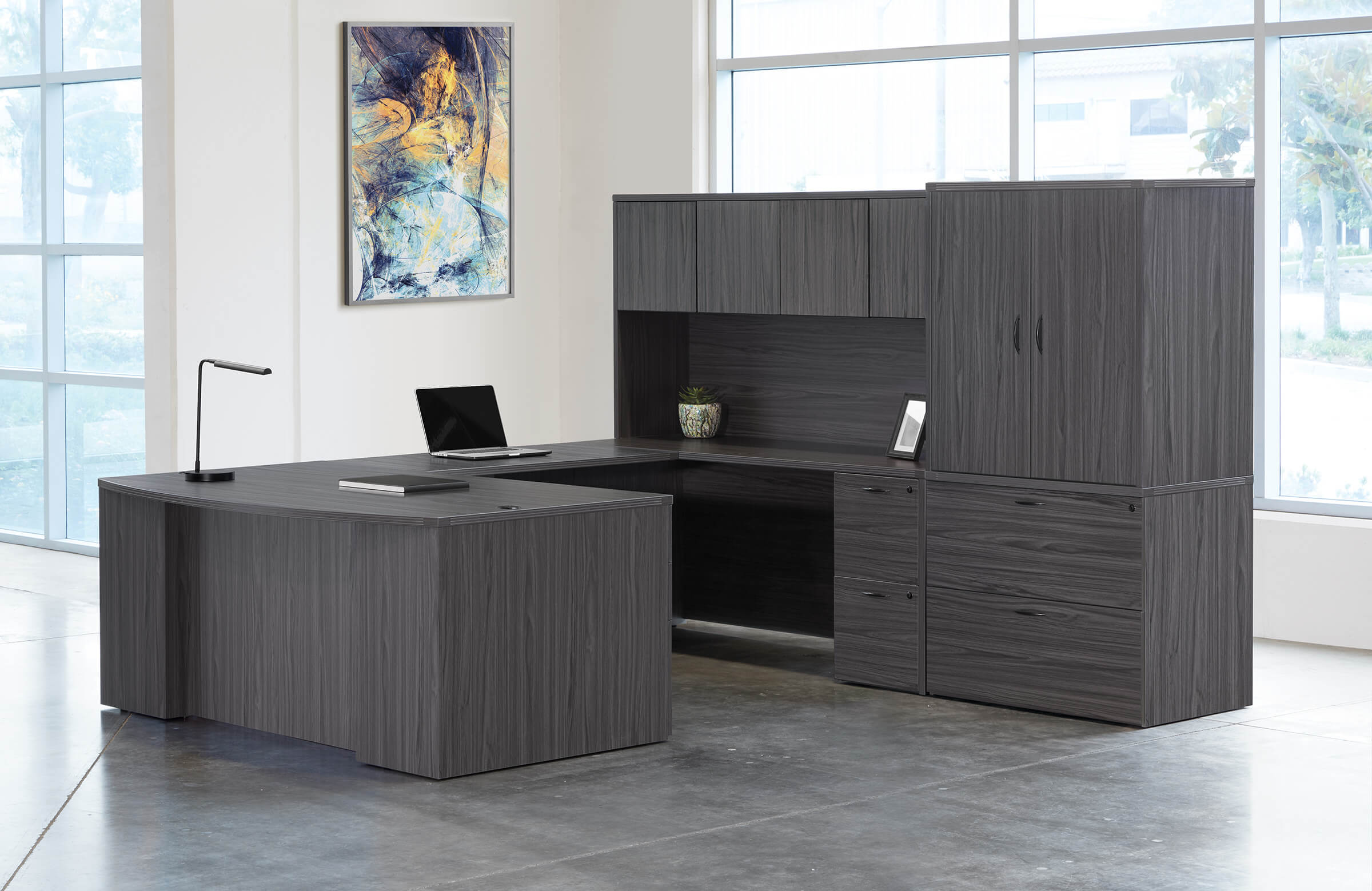 L shaped desk large l shaped desk modern l shaped desk with storage slate grey space view 1