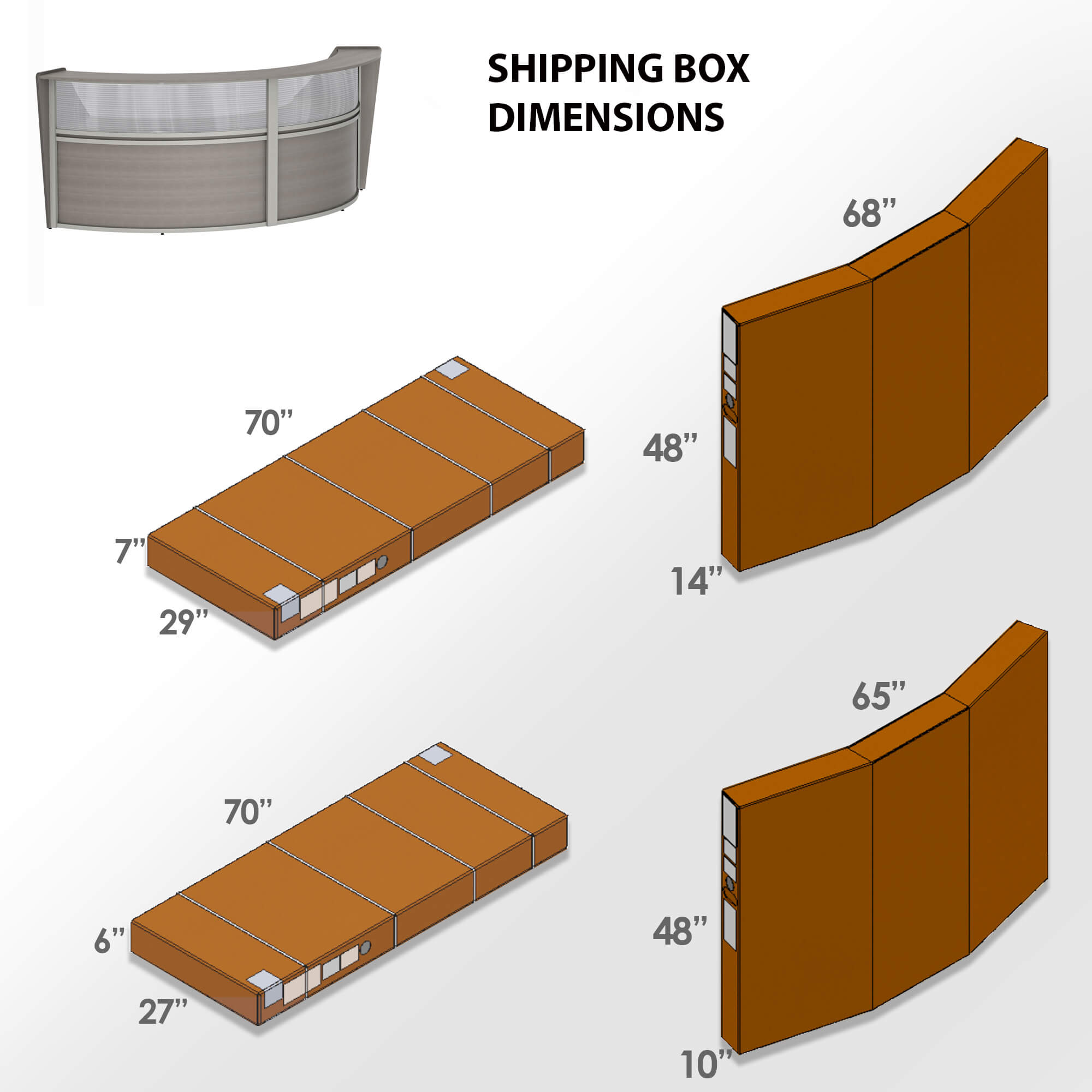 Li1 modern reception desk box dimensions