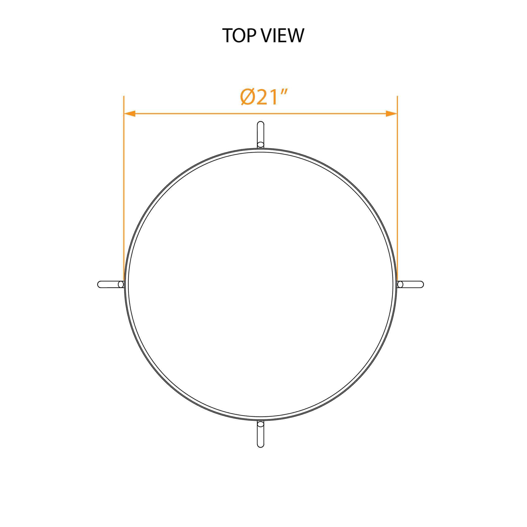 Metal legs coffee table 2D dimensions 1 2