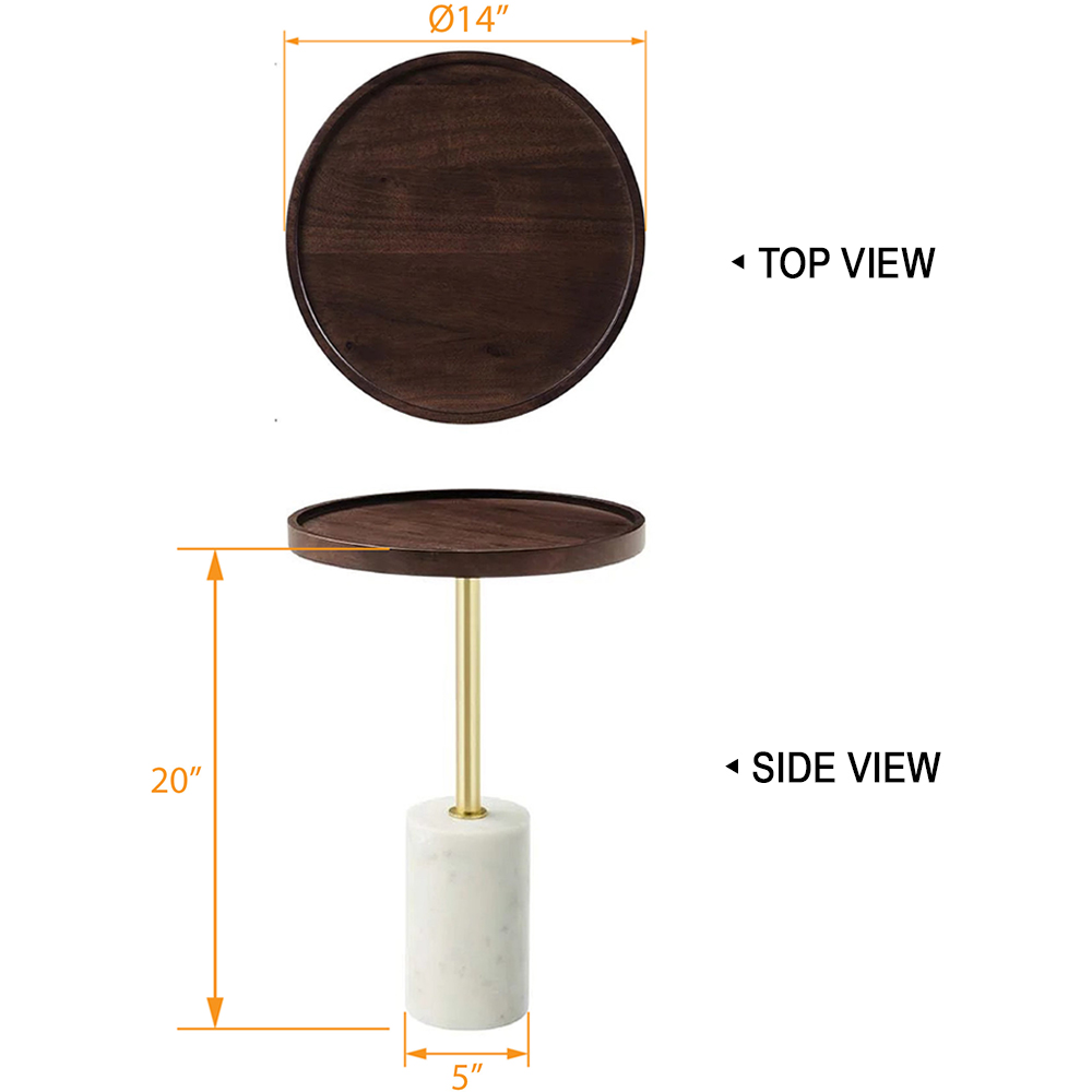 Mid century side table 14dia dims