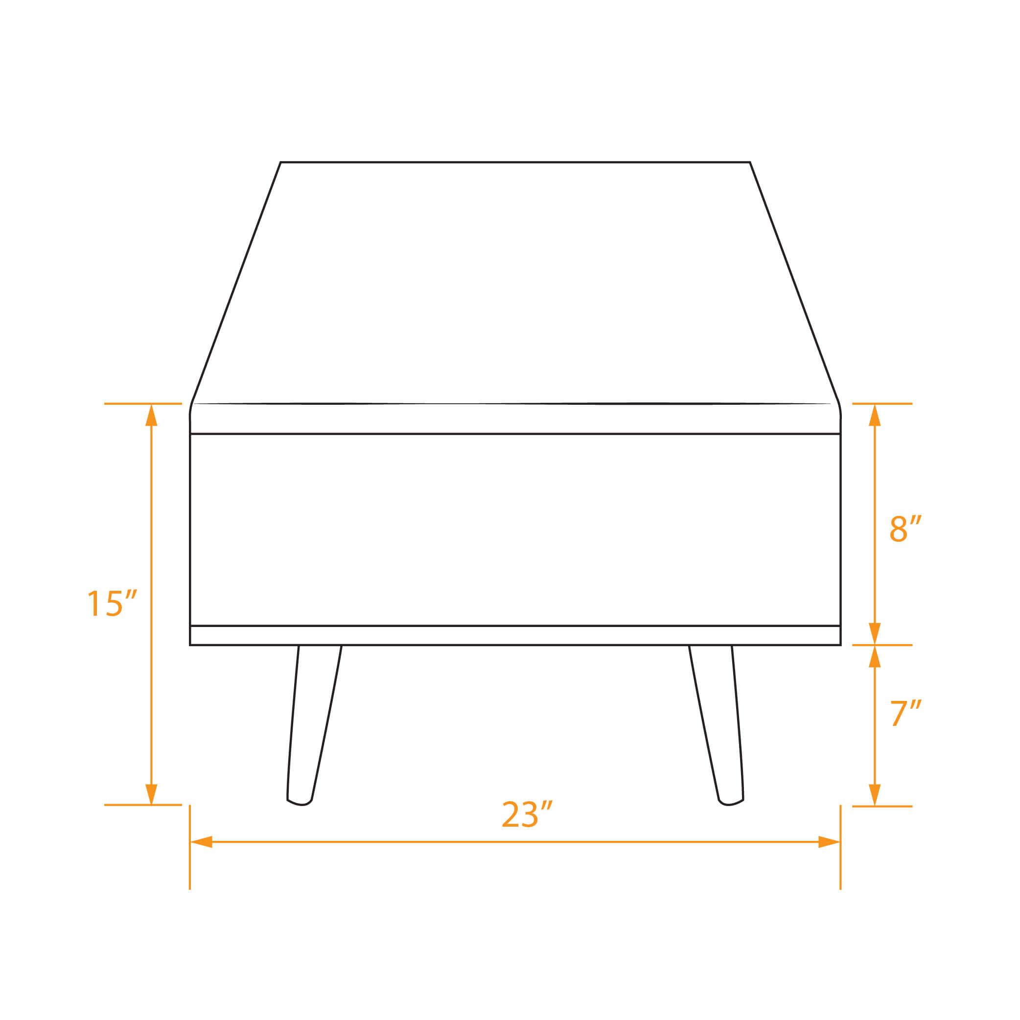 Mid century wood coffee table side dimensions