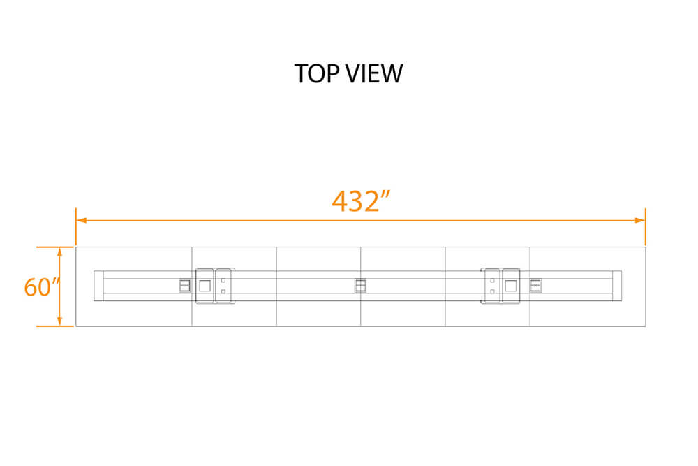 Mighty board room table 36x5 top view dimensions