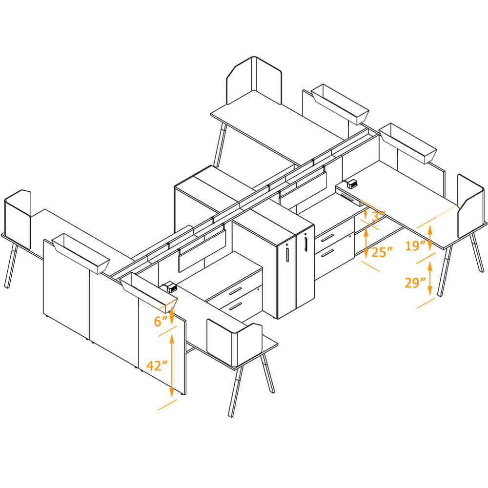 Modern cubicles scandinavian feel 3d dims img