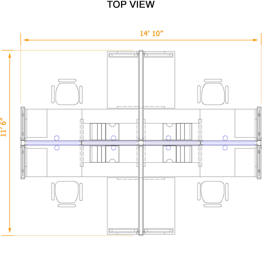 Modern cubicles sleek design top view Modern cubicles sleek design top view