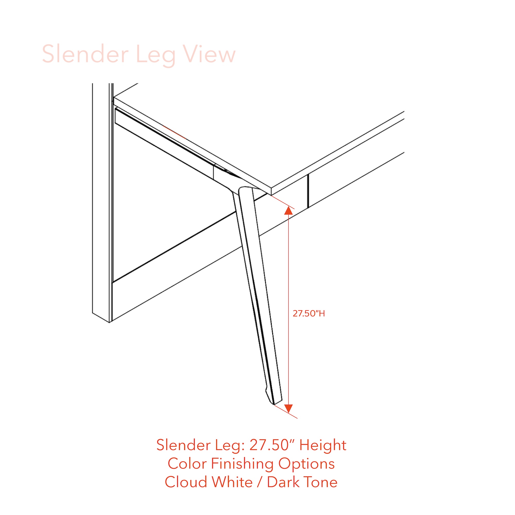 Modern cubicles slender legs close up view