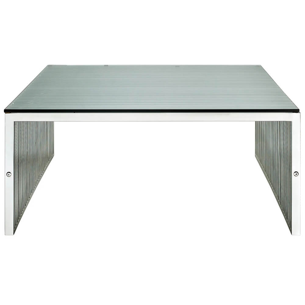 Modern steel coffee table front Modern steel coffee table front