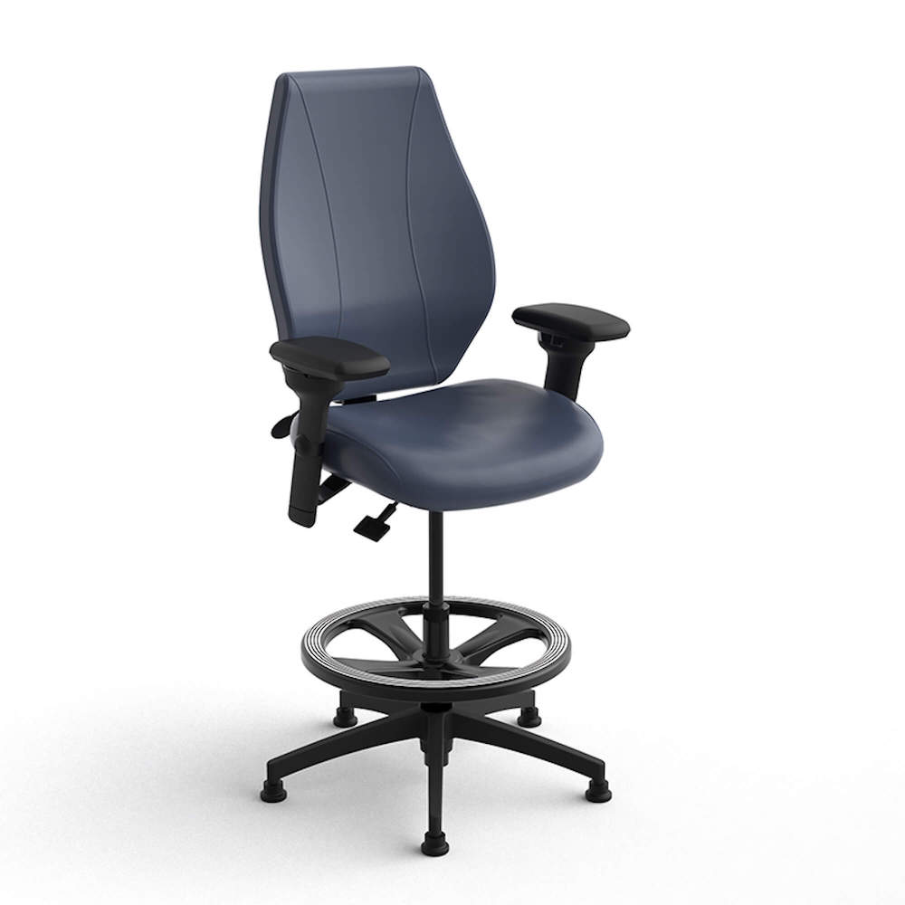 Office chair for standing desk ergonomic stool for standing desks ergonomic drafting stool navy blue angle view