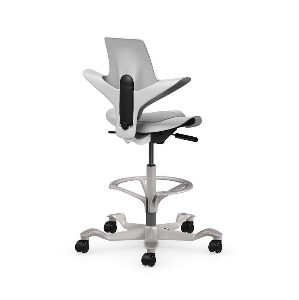 Office chair for standing desk ergonomic stool for standing desks lab stool chair light gray angle back view Office chair for standing desk ergonomic stool for standing desks lab stool chair light gray angle back view