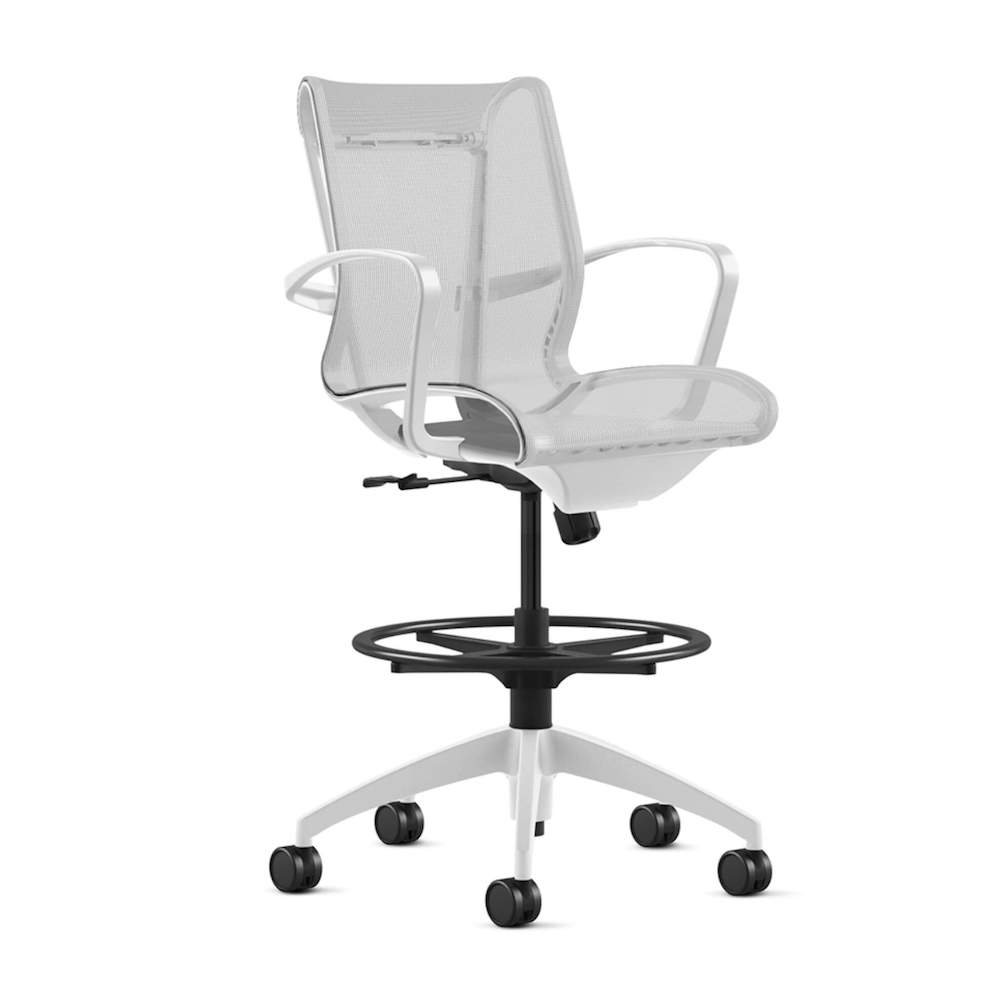 Office chair for standing desk ergonomic stool for standing desks swivel drafting stool white angle view